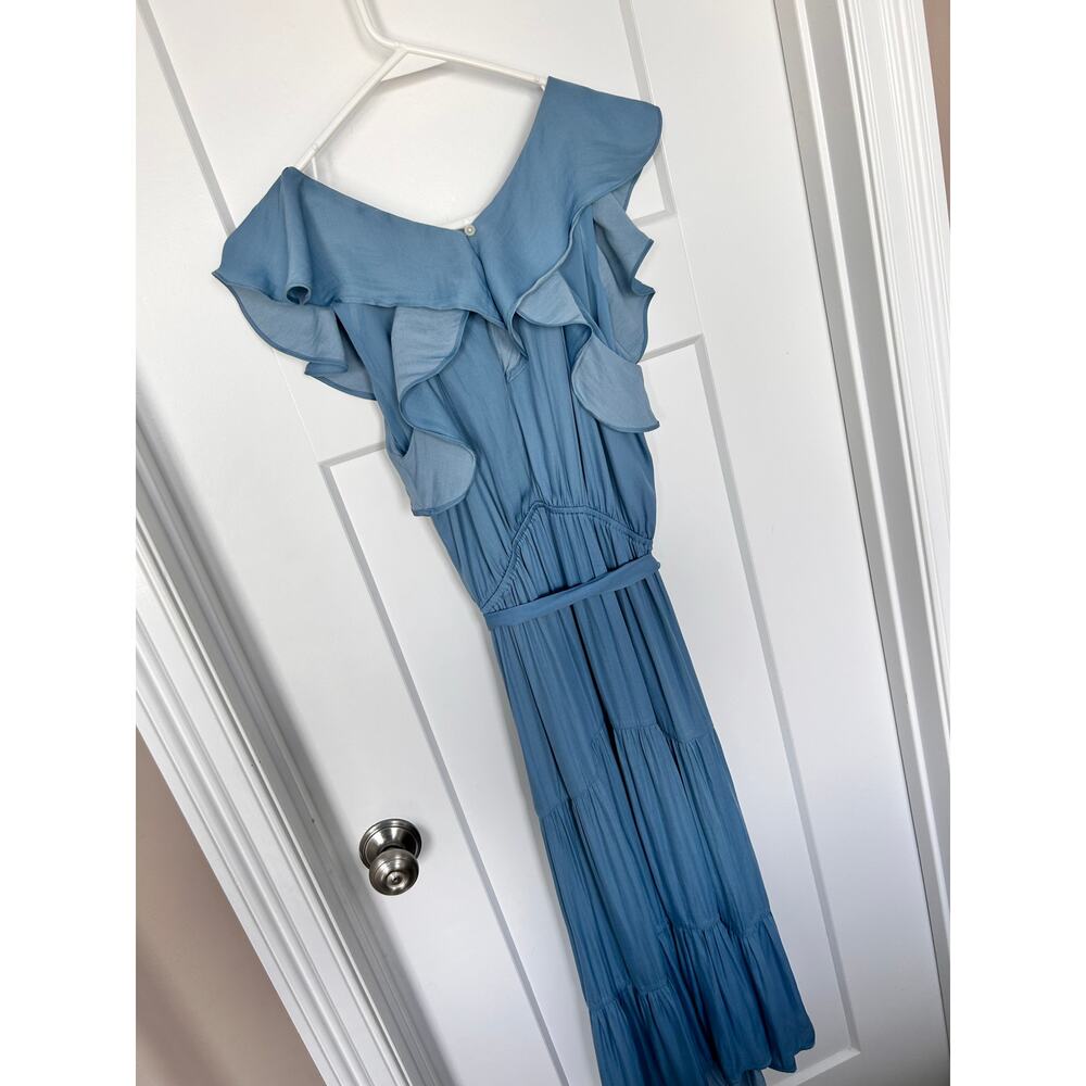NWT Loft Women's Ruffle Tiered Midi Dress Flutter Sleeve Cornflower‎ Blue Small - Picture 9 of 13